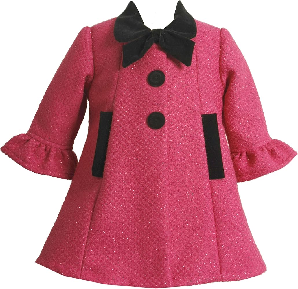 Bonnie Jean Girls Fuschia Boucle Coat & Velvet Dress Set (2T / 3T / 4T)