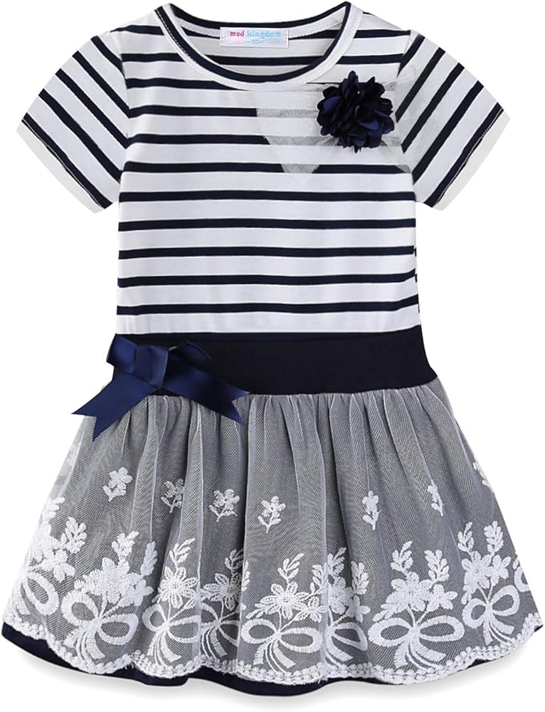 Mud Kingdom Little Girls Dress Midi Length Ruffle Cute Printing Summer