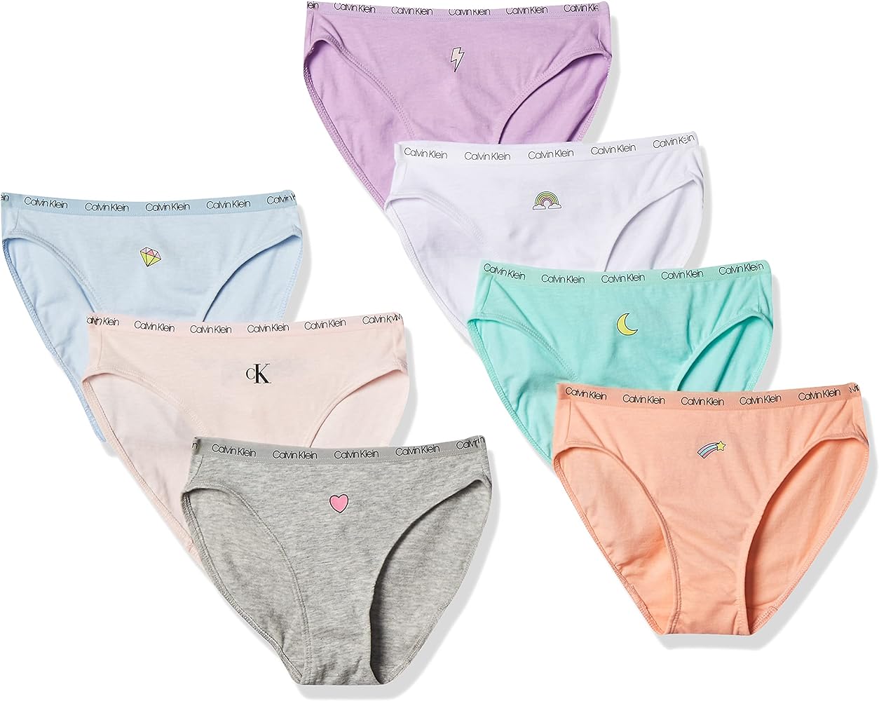 Calvin Klein Girls' Cotton Underwear Bikini Panties, 7 Pack