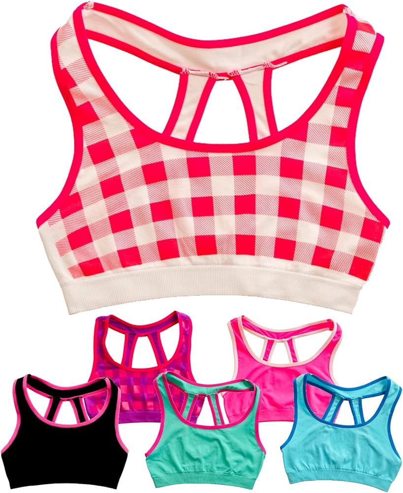 Alyce Ives Intimates Girls Sports Bra, Pack of 6, Preteen & Junior Training Bra for Girls