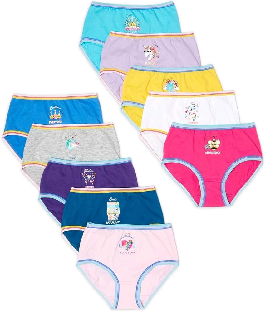 Days of The Week Prints Assorted 10 Pack Briefs Panties - 10