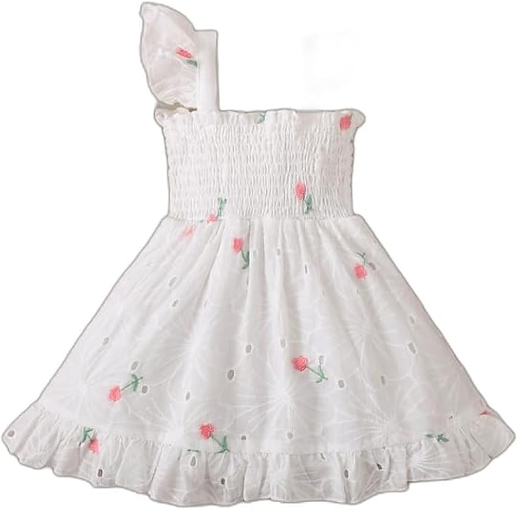 Toddler Girls' Dress Floral Sleeveless Outdoor Ruffle Embroidered Active Fashion