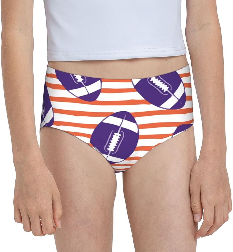 Augenstern Cotton Underwear American College Football Purple Orange Girls'Briefs Soft Underpants