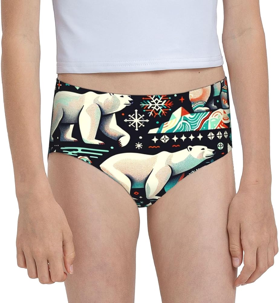 Augenstern Cotton Underwear Polar-Bear-Colorful-Snowflake Girls'Briefs Soft Underpants