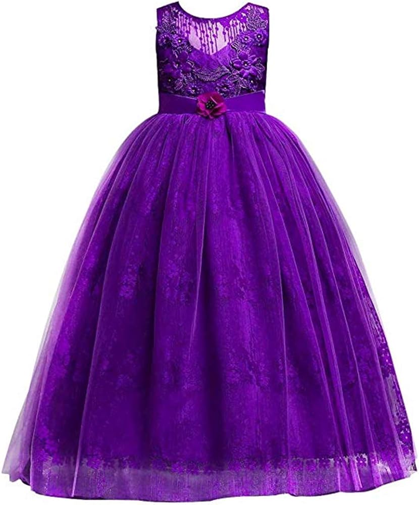 FKKFYY Girls Princess Pageant Long Dress for Girls Kids Prom Ball Gowns