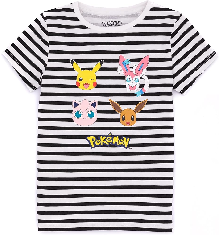 Pokemon T-Shirt Girls Kids Pikachu Eevee Friends Pink Or Blue Character Top