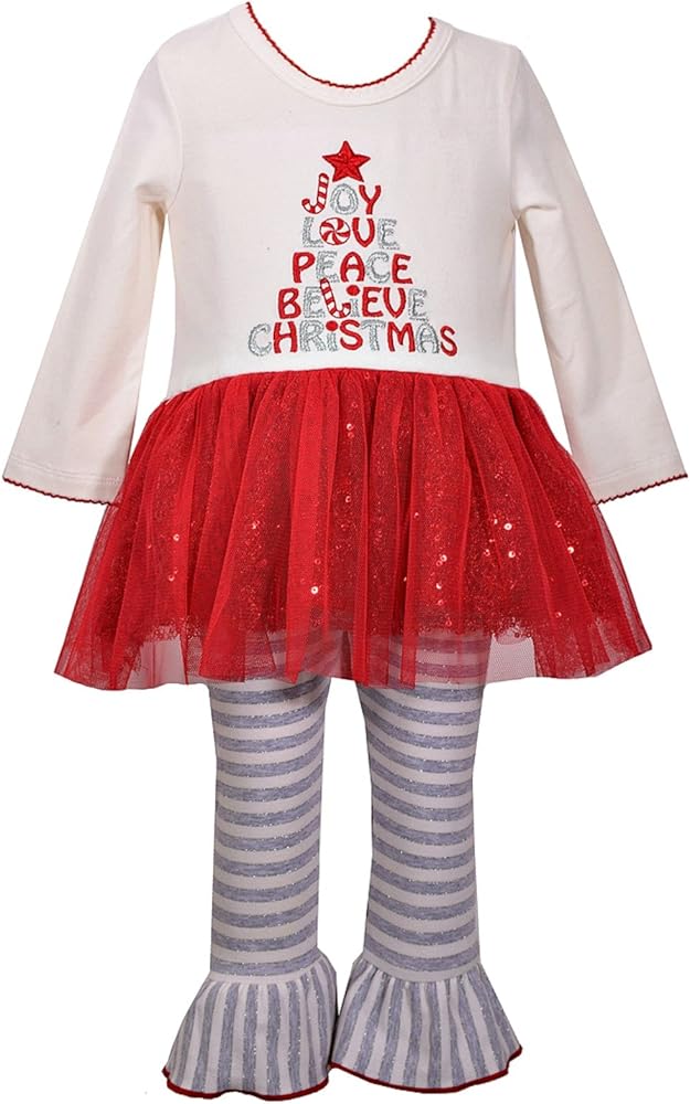 Bonnie Baby Baby Girls Appliqued Tutu Skirt Dress and Legging Set