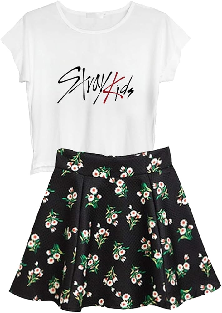 KPOP Stray Kids Twice Wanna One Top + Floral Skirt Set 2pcs Dress