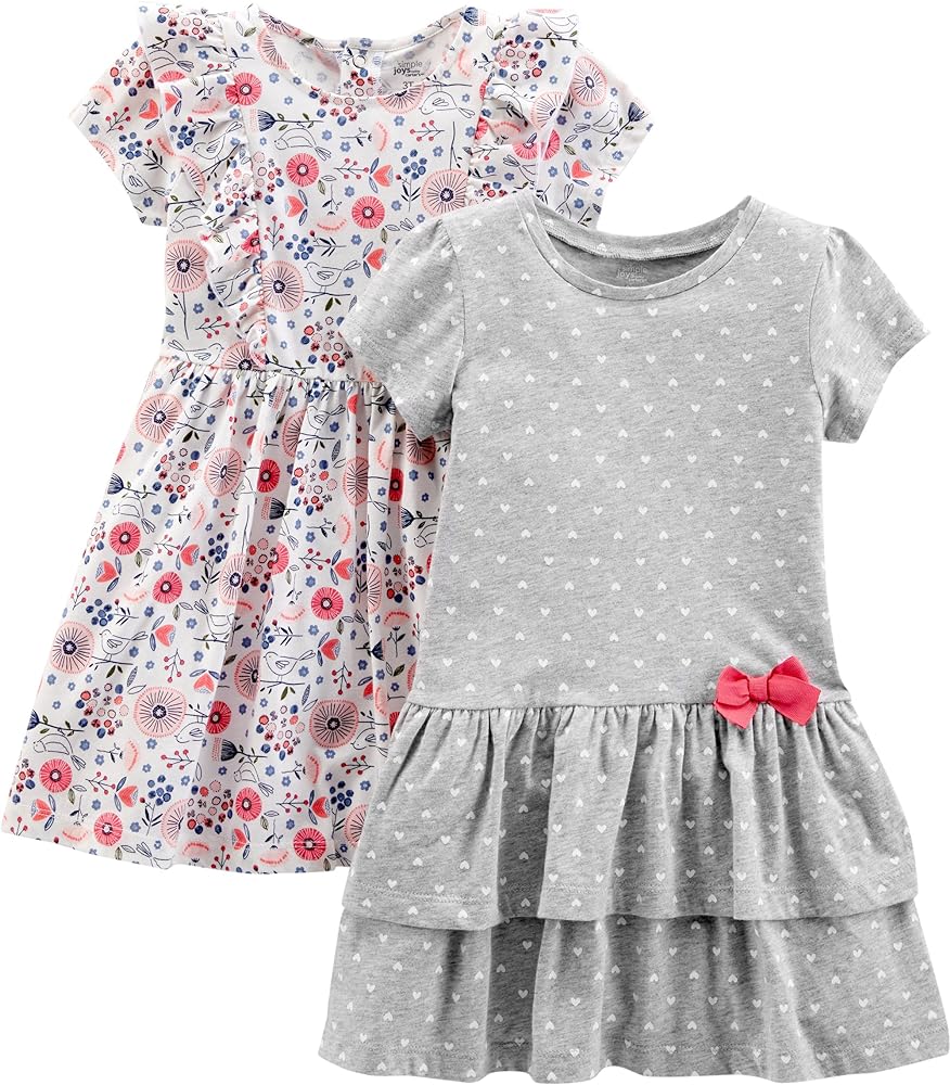 Simple Joys by Carter's Girls' Short-Sleeve and Sleeveless Dress Sets, Pack of 2