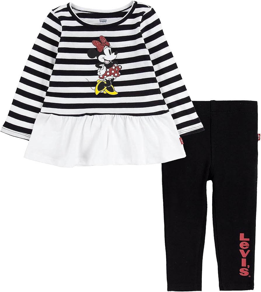 Levi's girls Long Sleeve T-shirt and Leggings 2-piece Outfit Set