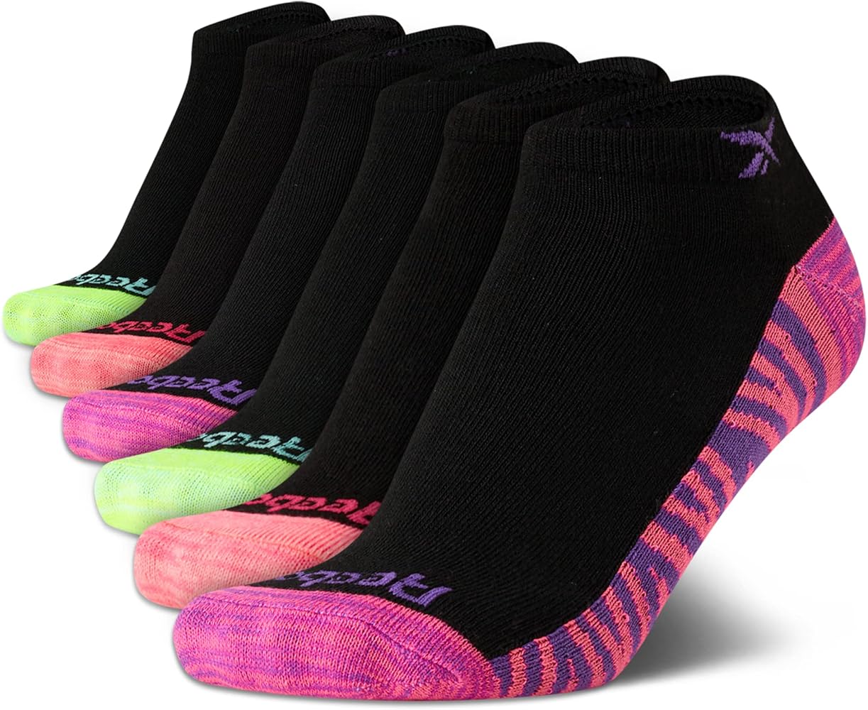 Reebok Girls' Lightweight Comfort Athletic Low Cut Socks (6 Pack)