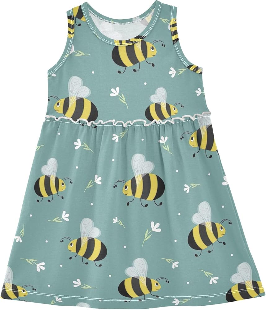 Cute Sloth Lemon Rainbow Girls Dress Kids Sundress Trendy Girls Floral Dress Little Girl Dress