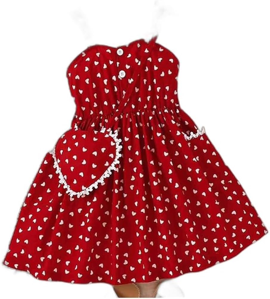 Kids Girls' Dress Heart Sleeveless Outdoor Lace Vacation Fashion Cute Cotton Midi