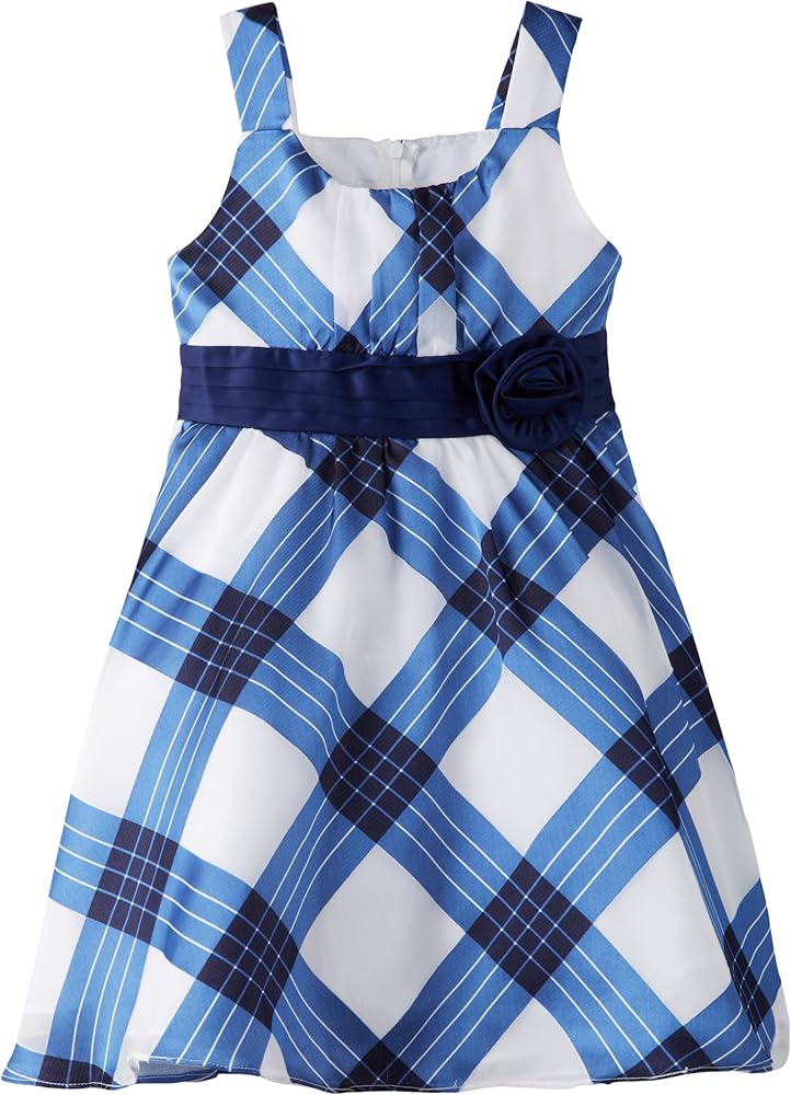 Bonnie Jean Big Girls' Navy Burnout Plaid Dress