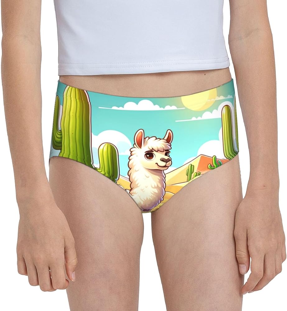 Augenstern Cotton Underwear Llama-Cactus-Nature Girls'Briefs Soft Underpants