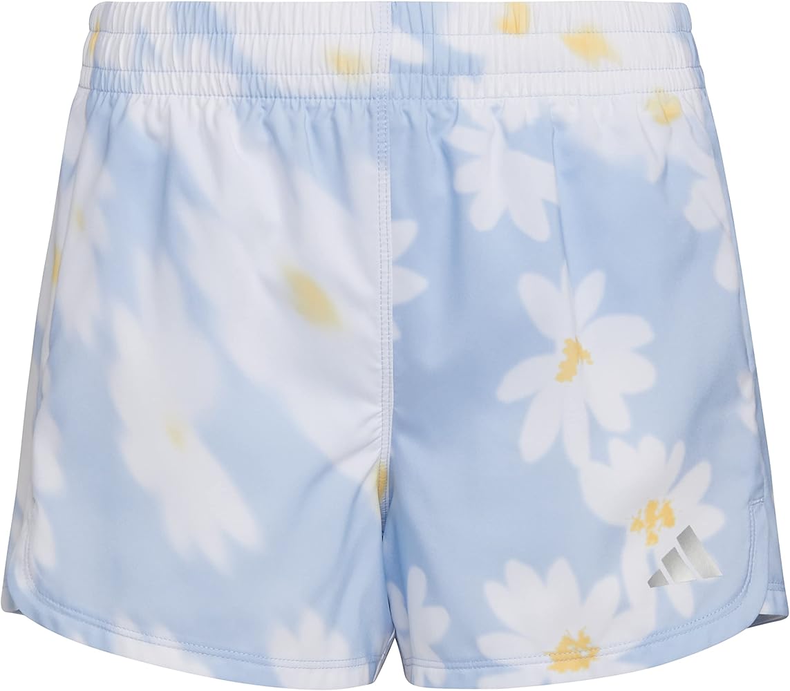 adidas Girls' Big Aeroready Elastic Waistband All Over Print Pacer Woven Short