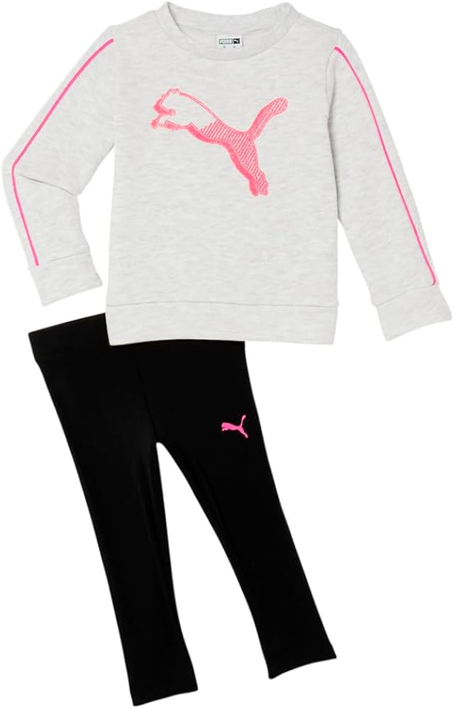 Puma Toddler Girls Half Cat Sweatshirt & Leggings Set Athletic Tops Casual Leggings - White