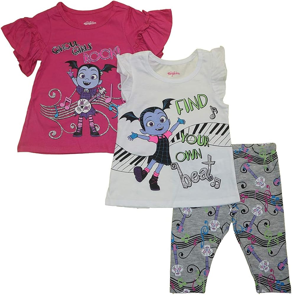 Disney Little Girls Vampirina Three-Piece Capri Legging Set