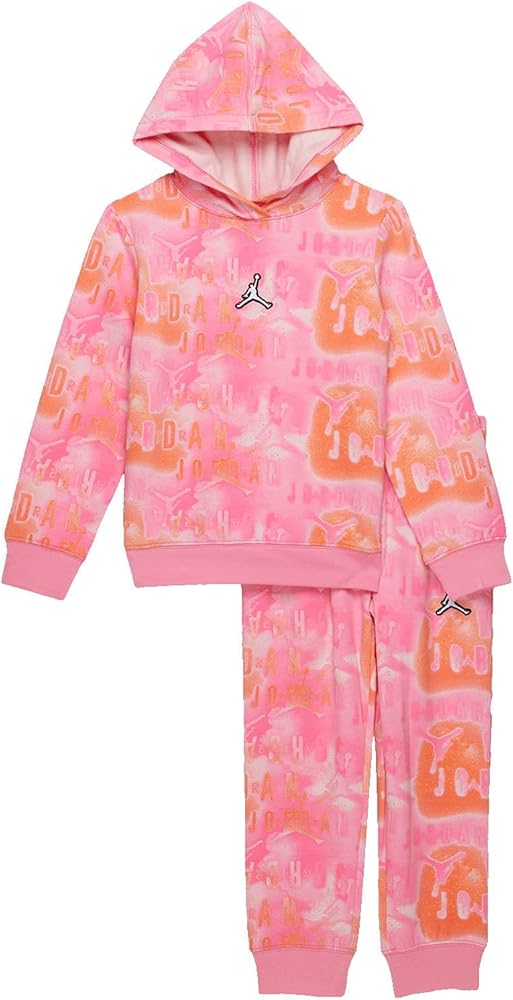 Jordan Girl's Essentials All Over Print Fleece Pullover Set (Toddler/Little Kids) Pinksicle 4 Little Kids