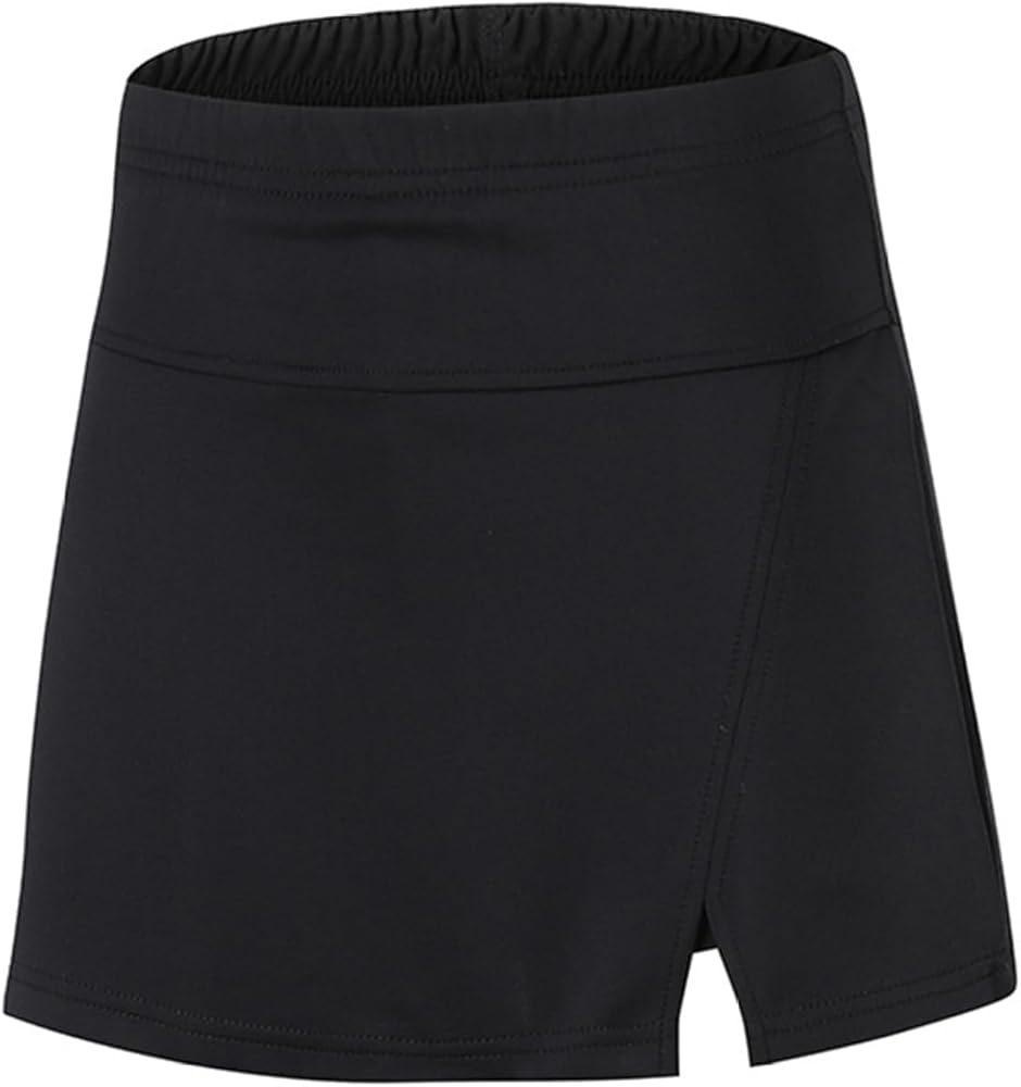 Girls' Side Slit Athletic Skirts Sports Tennis Badminton Skorts with Built-in Shorts