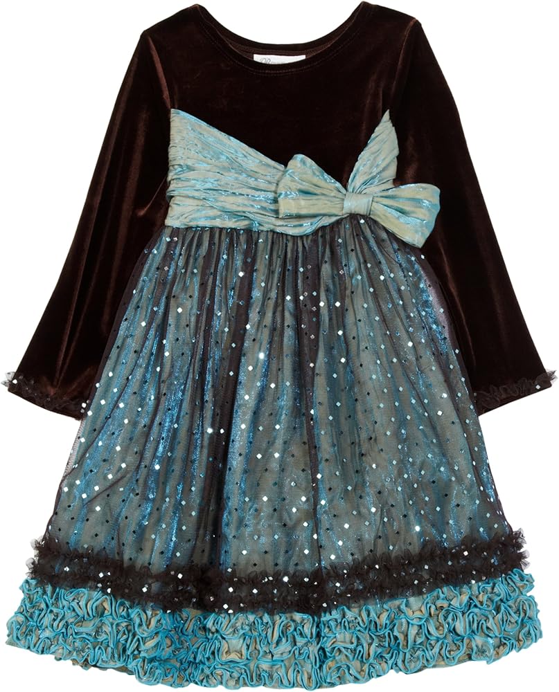 Bonnie Jean Little Girls' Dress Stretch Velvet Bodice To Mesh Skirt