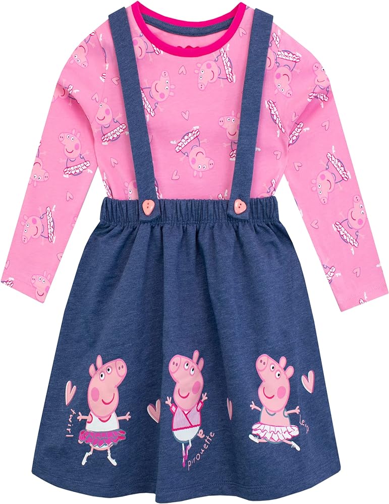 Peppa Pig Girls Pinafore Dress and Top Set