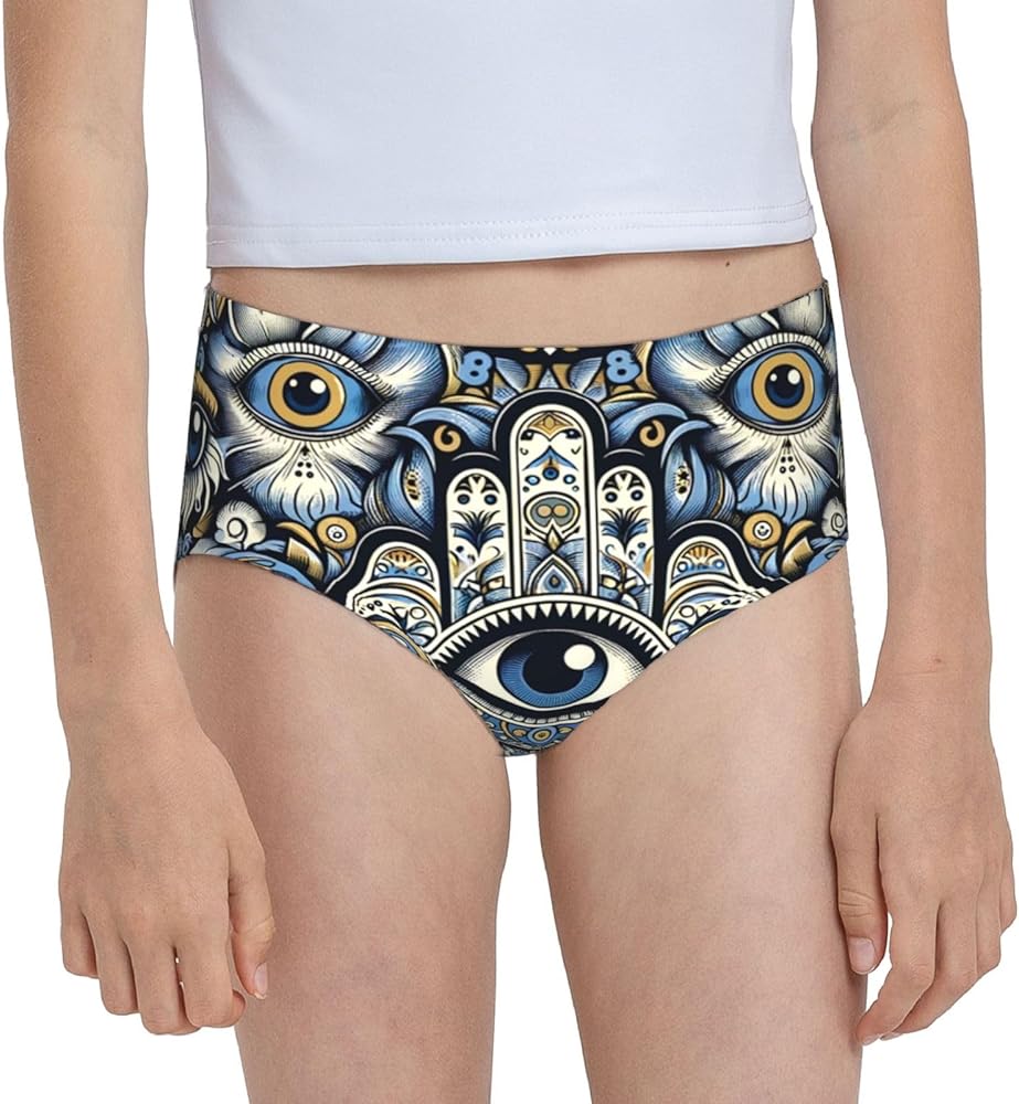 Augenstern Cotton Underwear Hand-Blue-Evil-Eye Girls'Briefs Soft Underpants