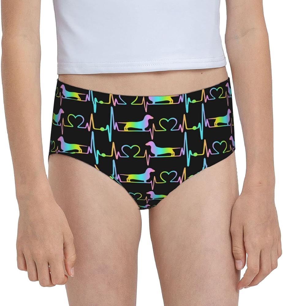 Augenstern Cotton Underwear Dachshund Heartbeat Lifeline Girls'Briefs Soft Underpants