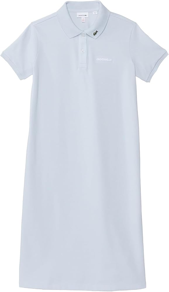 Lacoste Girls' Short Sleeve Polo Dress W/Crocodelle Chest Writing