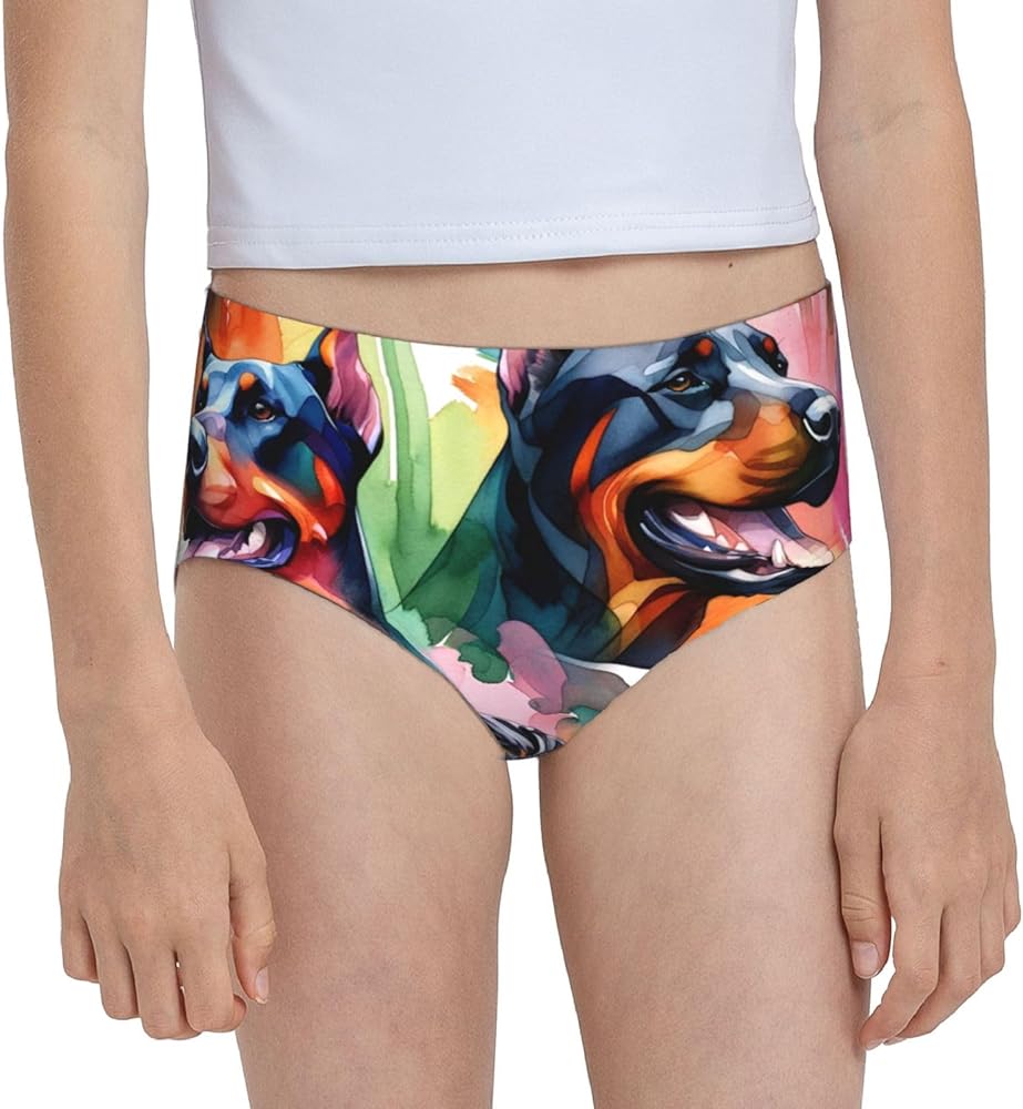 Augenstern Cotton Underwear Watercolor-Doberman-Rottweiler Girls'Briefs Soft Underpants