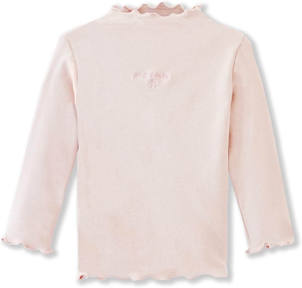 Toddler Girls Long Sleeve Cotton Tee Shirts Ruffle Lace Mock Turtleneck Basic Blouse Outfit Tops