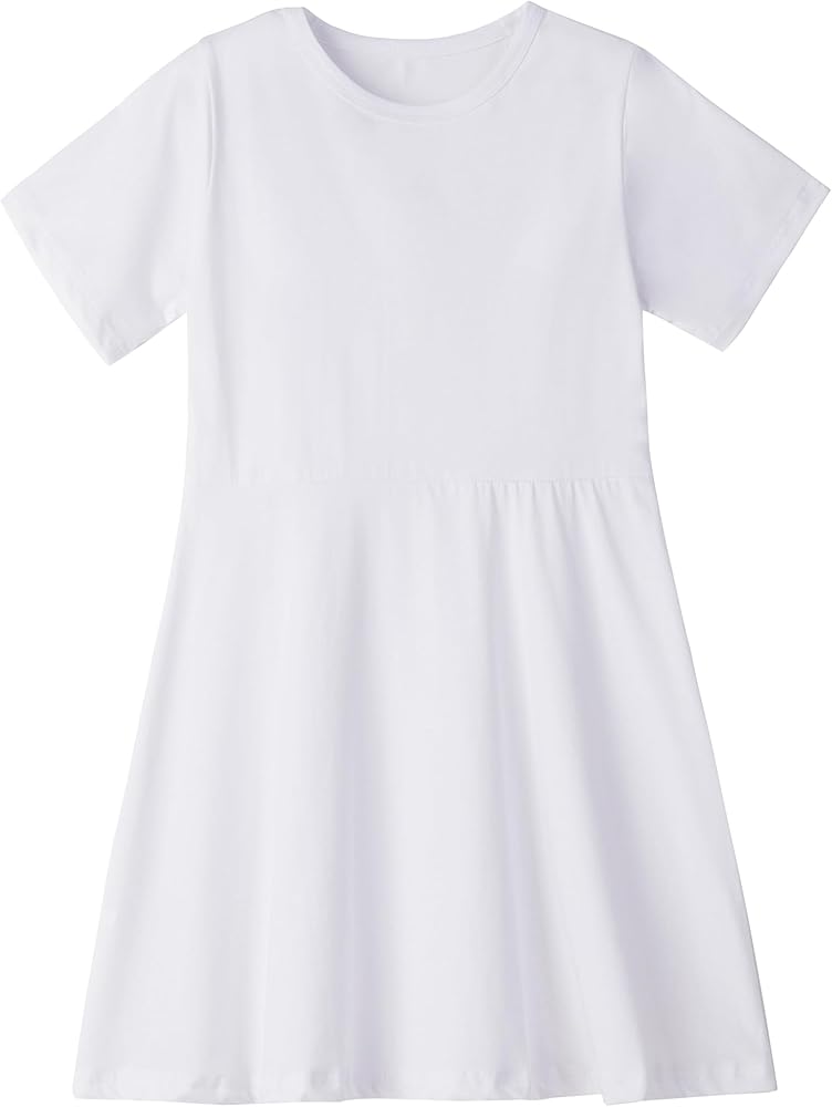 Niyage Toddler Girls Cotton Short Sleeve Dress Loose Casual A-Line Skater Dresses