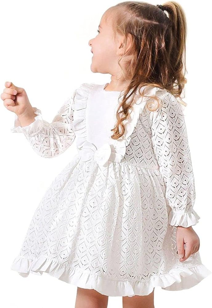 Lilax Girl Lace White Flower Girl Party Princess Boho Dress