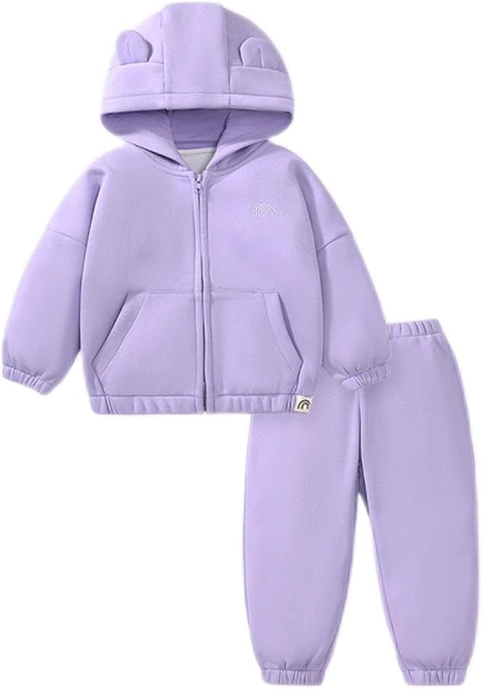 Autumn Girls' Sweatshirt Set with Fleece Warmth Children's Clothing European and American Long-sleeved Children's Suit