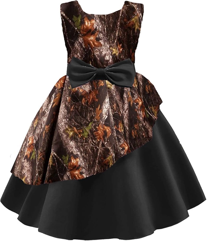 DINGZANCAMO Satin and Muddy Camo Flower Girl Dress for Wedding Quince Pageant Prom Gowns