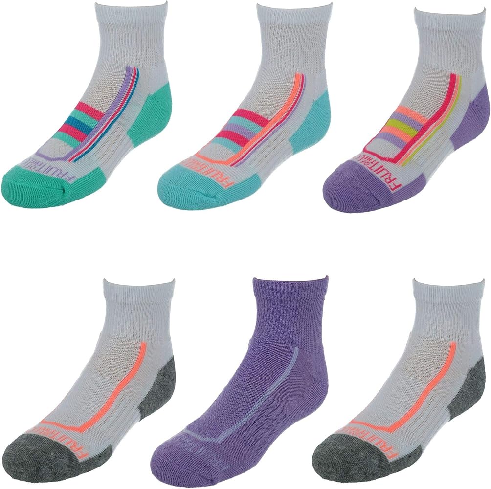 Fruit of the Loom Girl's Active Cushioned Ankle Socks (Pack of 6)