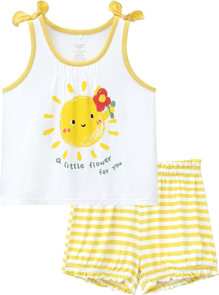 Toddler Girl Summer Outfits Sleeveless Tank Top and Shorts Set 2 Piece Cute Clothes, Viscose Made from Bamboo