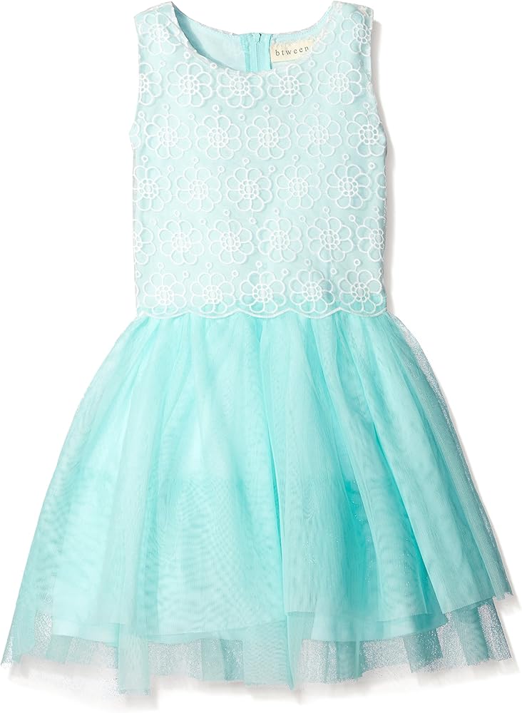 BTween Big Girls' Embroidered Organza Popover Tulle Dress