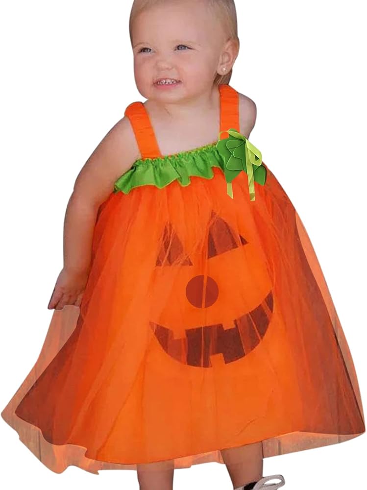 Girls Fall Outfits Size 14 Cosplay Pumpkin Print Fancy Costume Jumpsuit Outfits 3PCS With Hat Winter Outfits