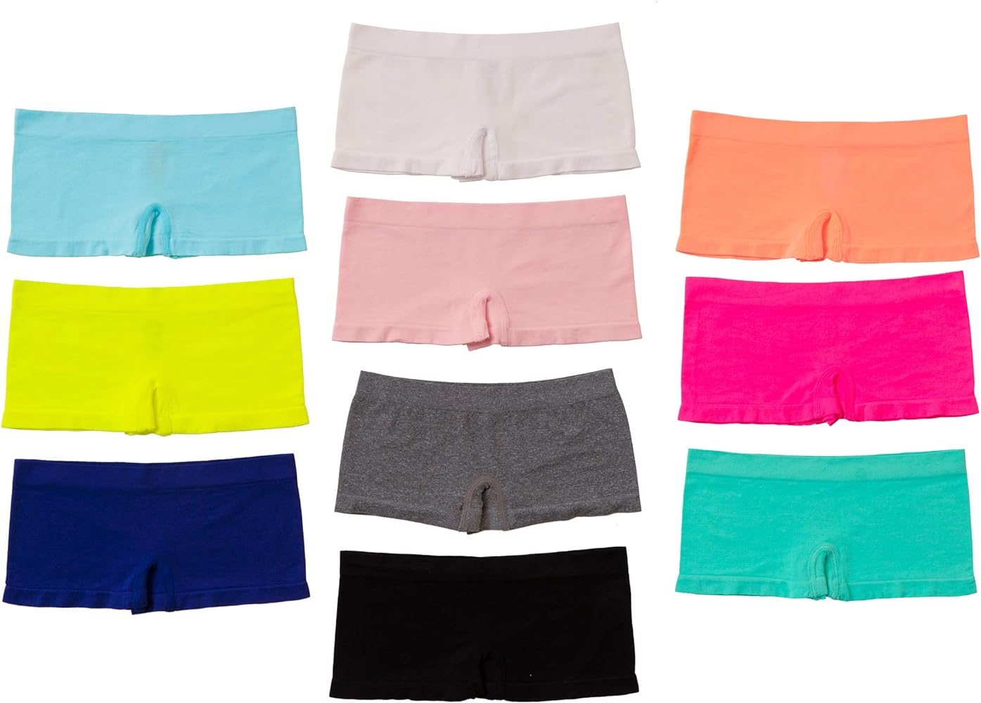 Alyce Intimates Pack of 10 Seamless Girls Boyshort, Solids & Prints