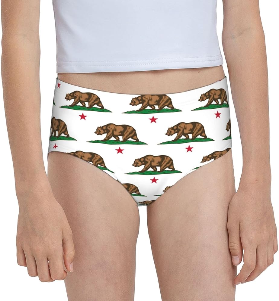 Augenstern Cotton Underwear California Bear Proud Girls'Briefs Soft Underpants