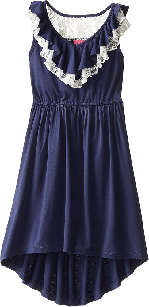 ZUNIE Big Girls' Ruffle Neck Knit Dress