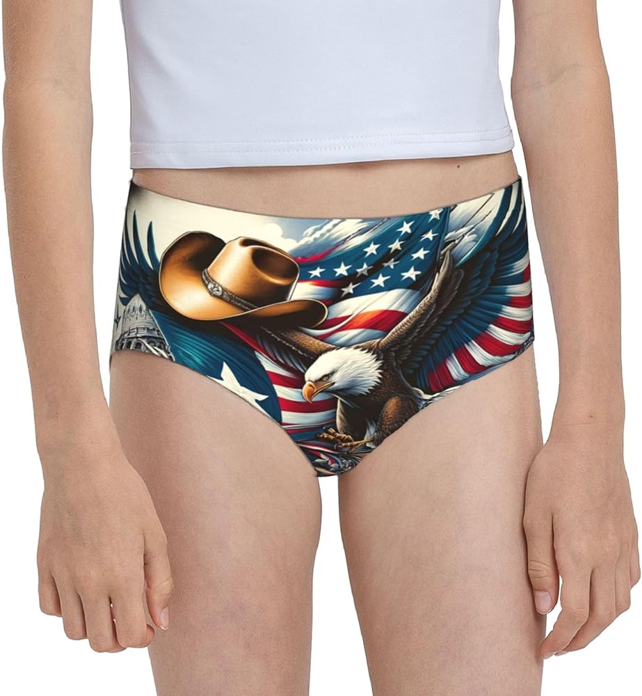 Augenstern Cotton Underwear America-Texas-Cowboy-Hat Girls'Briefs Soft Underpants