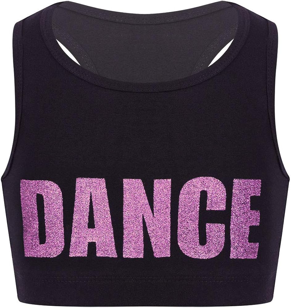 Kids Girls Activewear Sports Bra Tank Tops Racer Back Hip Hop Dancing Crop Tops Dancewear