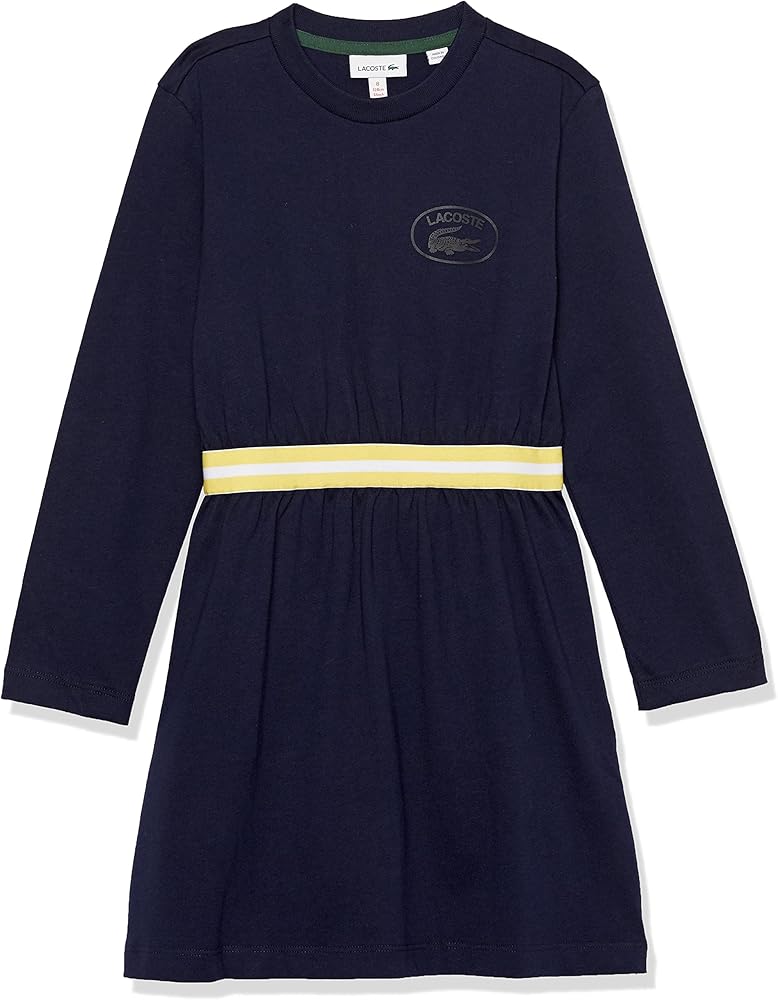 Lacoste Girls Contrast Waist Cotton Jersey Dress