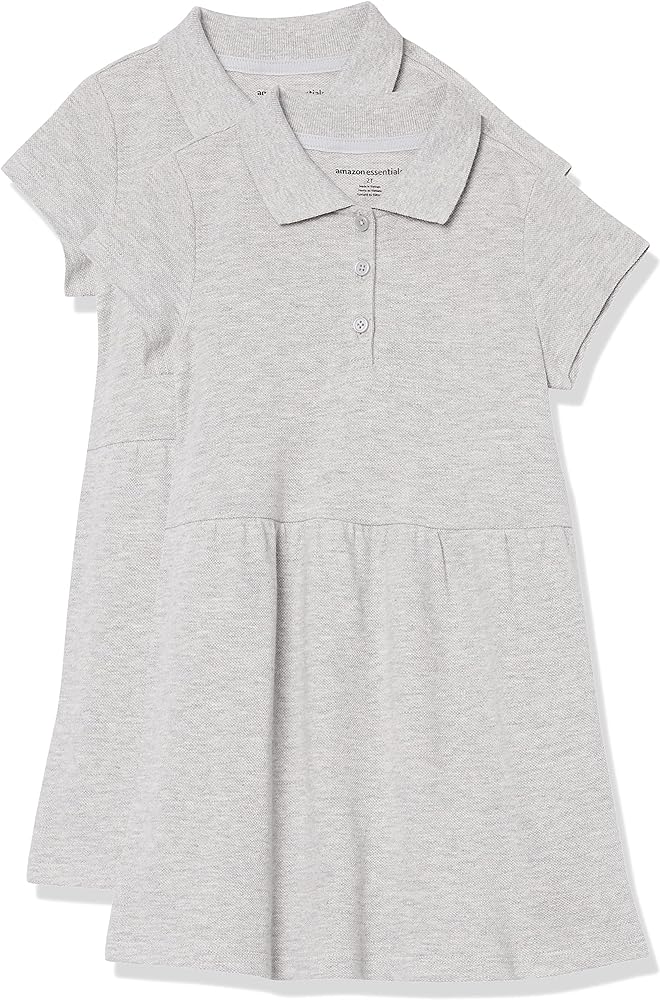 Amazon Essentials Girls and Toddlers' Short-Sleeve Pique Polo Dress, Multipacks