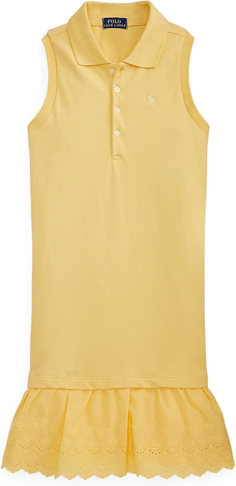 POLO RALPH LAUREN Big Girls Eyelet Stretch Mesh Polo Dress (Y(615709)/Y, X-Large)