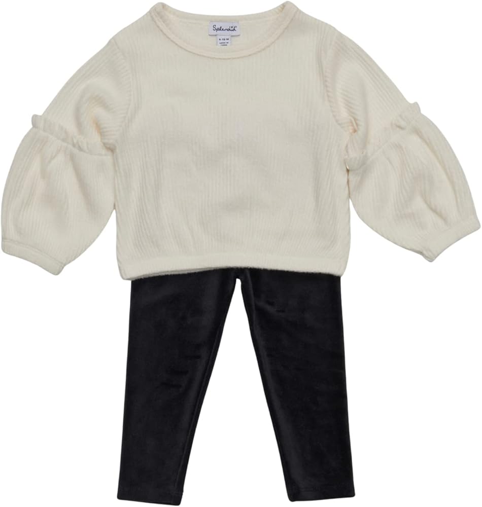 Splendid Baby Girl's Long Puffed Sleeve, Knitted Sweater Set