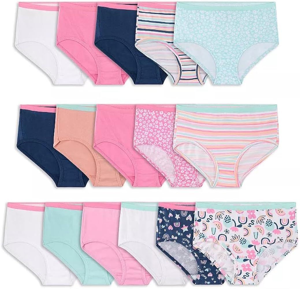 Girls 4-16 Fruit of Loom Brief Panties 16 pc Pack Multicolor Size 12