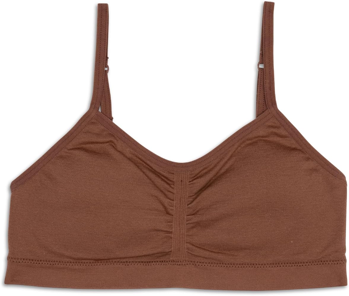 Maidenform Girls Bra Ruched Crop Bra, Carob Brown, Medium